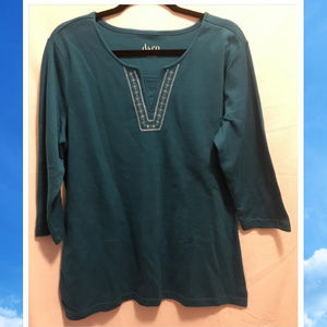 Denim & Company Tops - Size Large D&Co Denim & Company Knit Top Green Denim & Company Tops - Size Large D&Co Denim & Company Knit Top Green